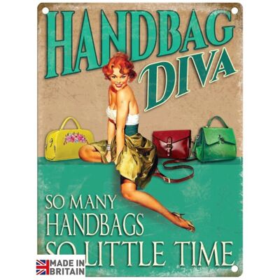 Kleines Blechschild 45 x 37,5cm Lustige Handtaschen-Diva