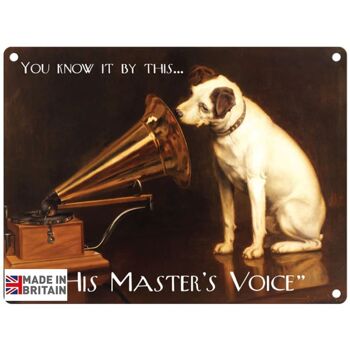 Grande Plaque Métallique 60 x 49,5 cm Vintage Retro His Master's Voice 1
