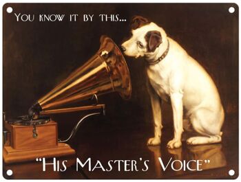 Grande Plaque Métallique 60 x 49,5 cm Vintage Retro His Master's Voice 3