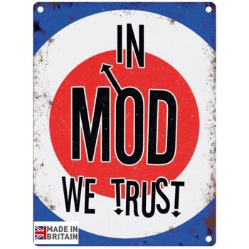 Grande enseigne en métal 60 x 49,5 cm Music In Mod We Trust 1