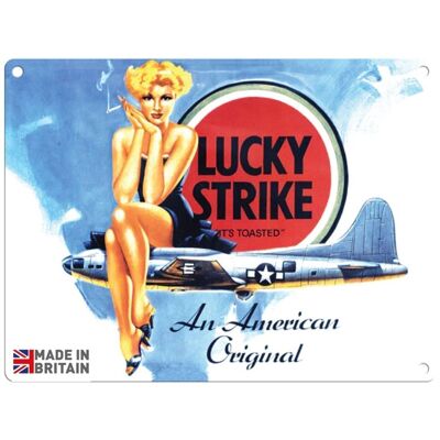 Letrero Metálico Pequeño 45 x 37.5cm Vintage Retro Cigarrillos Lucky Strike