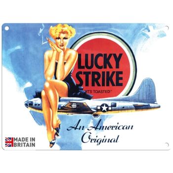 Grande Plaque Métallique 60 x 49,5 cm Vintage Retro Lucky Strike Cigarettes 1