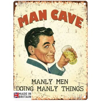 Grande Plaque Métallique 60 x 49,5 cm Funny Man Cave 1