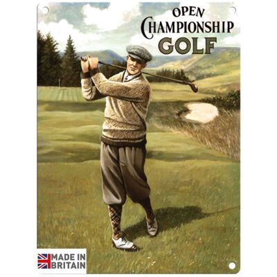 Petite Plaque Métallique 45 x 37,5 cm Vintage Retro Open Champ Golf