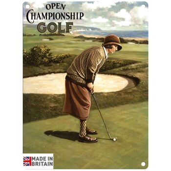 Grande enseigne en métal 60 x 49,5 cm Vintage Retro Open Golf Championship 1