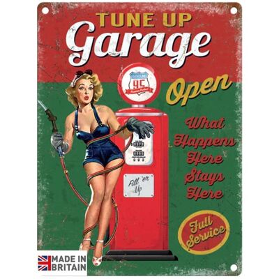 Cartel pequeño de metal 45 x 37,5 cm Vintage Retro Tune Up Garage