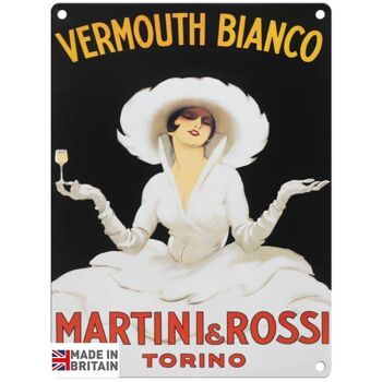 Grande enseigne en métal 60 x 49,5 cm Vintage Retro Vermouth Bianco Martini 1