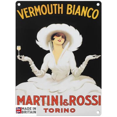 Letrero Metálico Pequeño 45 x 37,5cm Vintage Retro Vermut Bianco Martini