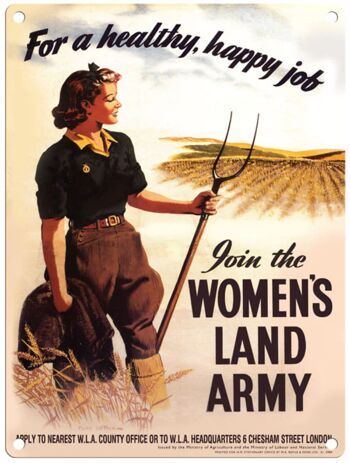 Grande Plaque Métallique 60 x 49,5 cm Vintage Retro Women's Land Army 3