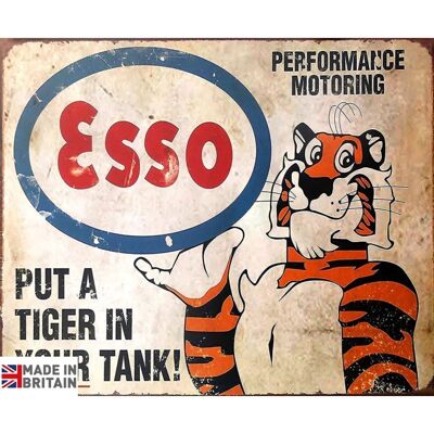 Letrero metálico pequeño 45 x 37,5 cm Esso Pon un tigre en tu tanque