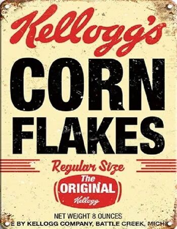 Grande enseigne en métal 60 x 49,5 cm Kellogs Corn Flakes 3