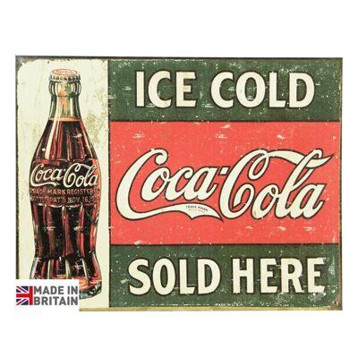 Letrero Metálico Pequeño 45 x 37,5 cm Coca Cola Helada