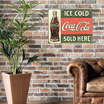 Grande enseigne en métal 60 x 49,5 cm Ice Cold Coca Cola 2