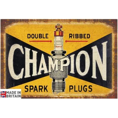 Grande plaque métallique 60 x 49,5 cm Champion Spark Plug