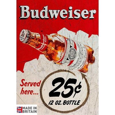Kleines Metallschild 45 x 37,5 cm Budweiser Bier