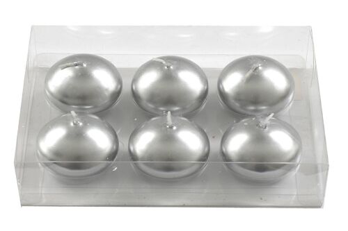 Pack of Six Silver Floating Candles