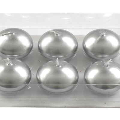 Confezione da sei candele galleggianti in argento