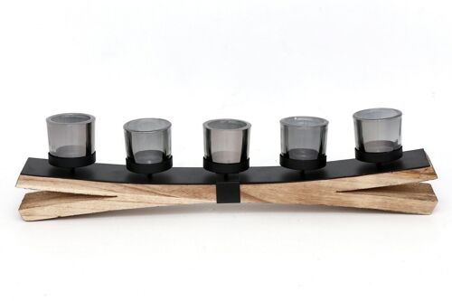 Metal Tealight Holder On Wooden Base 54cm