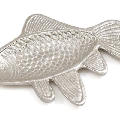 Bandeja en forma de pez de metal plateado 19cm
