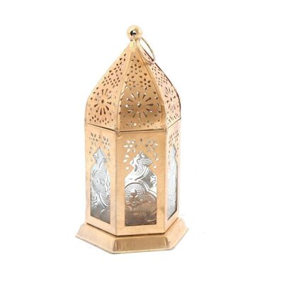 Kasbah Gold Laterne Teelicht- oder Kerzenhalter aus Metall 17,5 cm