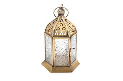 Kasbah Gold Metal Lantern Tealight or Candle Holder 16.5cm