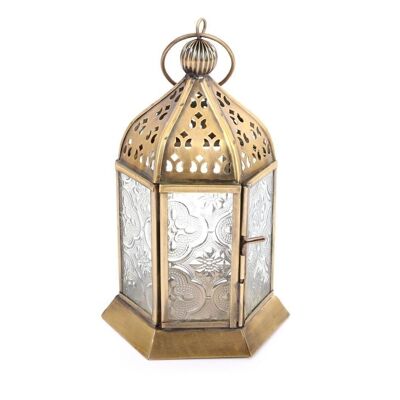 Kasbah Gold Laterne Teelicht- oder Kerzenhalter aus Metall 16,5 cm