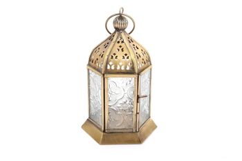 Kasbah Lanterne en métal doré Photophore ou Bougeoir 16,5 cm 1