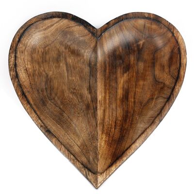 Bol coeur en bois, 30cm