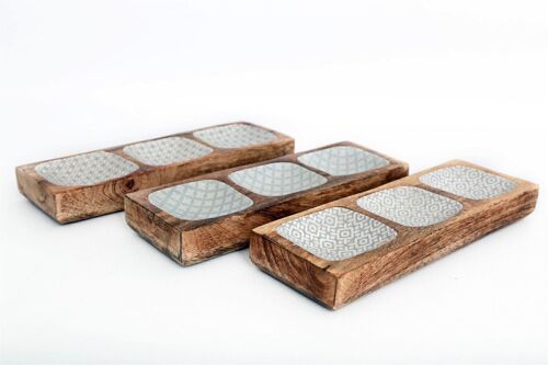 Wooden Enamel Snack Bowls Tray 30cm