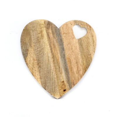 Tabla de cortar de madera en forma de corazón 40cm