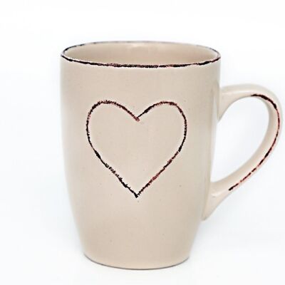 Tazza crema con cuore in rilievo 11 cm