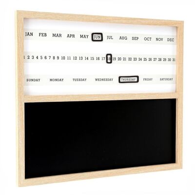 Calendrier mural en bois avec tableau noir