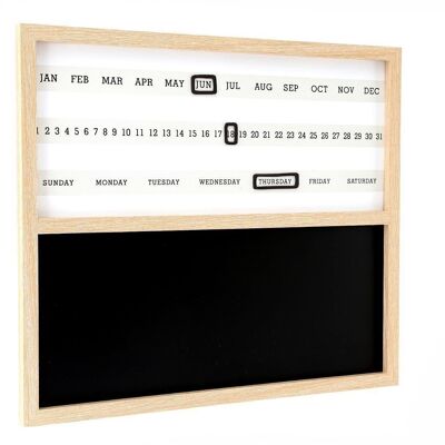 Wall Mounted Wooden Calender With Chalk Board