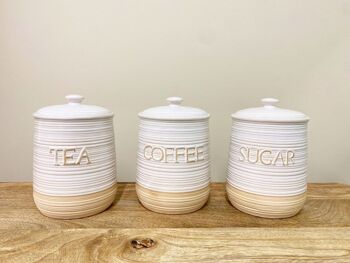 Ensemble de sucre de café de thé en céramique naturelle 3