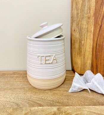 Ensemble de sucre de café de thé en céramique naturelle 4