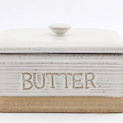 Natural Ceramic Butter Dish 19cm