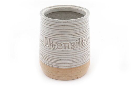 Natural Ceramic Utensil Holder 15cm