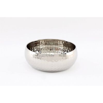 Small Round Silver Hammered Bowl 16cm