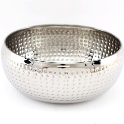 Silver Metal Bowl with Hammered Detail Small