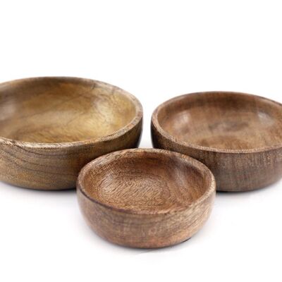 Mango Wood Round Bowls Three Piece