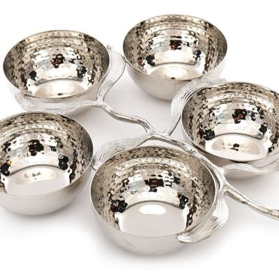 Silver Metal Branch With 5 Snack Bowls 33cm