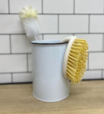 Brosse à Récurer Crème avec Manche en Bois de Bambou 2