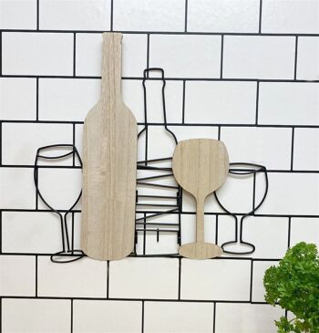 Décoration Murale Bouteille de Vin et Verres 42cm 2