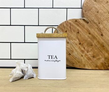 Boîtes de rangement blanches carrées pour thé, café et sucre 4