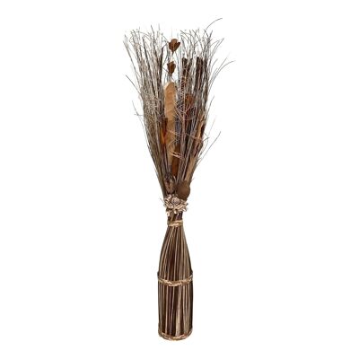 Twisted Stem Vase With Dried Brown & Cream Flowers