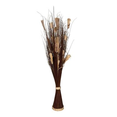 Twisted Stem Vase mit getrockneten dunkelbraunen und cremefarbenen Blumen