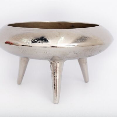 Silver Metal Planter/Bowl With Feet 39cm