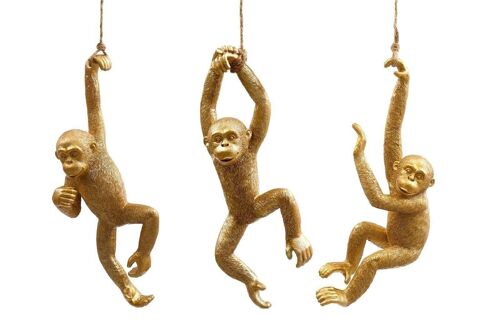 Gold Resin Hanging Monkey Decoration