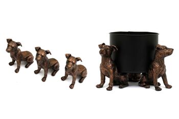 Ensemble de trois rehausseurs de pot de chien en bronze 1