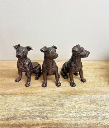 Ensemble de trois rehausseurs de pot de chien en bronze 3
